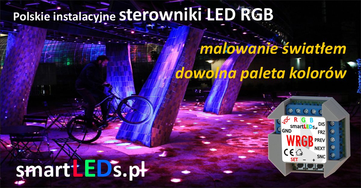 Dekoracja światłem. Dekoracyjne malowanie ścian światłem LED RGB zmiennym w czasie. Dowolna paleta kolorów, kolory ścian. Programowalny sterownik RGB