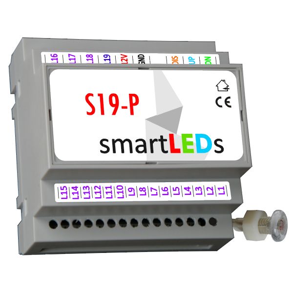 S19-P smartLEDs - Inteligentny sterownik schodowy LED typu Fala LED model PREMIUM z wyłącznikiem zmierzchowym i sondą światła