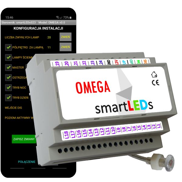 Inteligentny sterownik oświetlenia LED schodów smartLEDs OMEGA Android Bluetooth